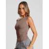 image:imageTrendy Queen Womens Off The Shoulder Crop Top Sleeveless Stretchy Bodycon Tank Y2K Fashion Sling TShirt for SummerCoffee Grey