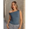 image:imageTrendy Queen Womens Off The Shoulder Crop Top Sleeveless Stretchy Bodycon Tank Y2K Fashion Sling TShirt for SummerHaze Blue