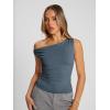 image:imageTrendy Queen Womens Off The Shoulder Crop Top Sleeveless Stretchy Bodycon Tank Y2K Fashion Sling TShirt for SummerHaze Blue