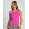 image:imageTrendy Queen Womens Off The Shoulder Crop Top Sleeveless Stretchy Bodycon Tank Y2K Fashion Sling TShirt for SummerHot Pink