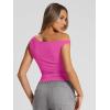 image:imageTrendy Queen Womens Off The Shoulder Crop Top Sleeveless Stretchy Bodycon Tank Y2K Fashion Sling TShirt for SummerHot Pink