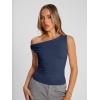 image:imageTrendy Queen Womens Off The Shoulder Crop Top Sleeveless Stretchy Bodycon Tank Y2K Fashion Sling TShirt for SummerNavy