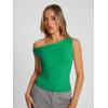 image:imageTrendy Queen Womens Off The Shoulder Crop Top Sleeveless Stretchy Bodycon Tank Y2K Fashion Sling TShirt for SummerPuregreen