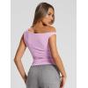 image:imageTrendy Queen Womens Off The Shoulder Crop Top Sleeveless Stretchy Bodycon Tank Y2K Fashion Sling TShirt for SummerPurple