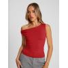 image:imageTrendy Queen Womens Off The Shoulder Crop Top Sleeveless Stretchy Bodycon Tank Y2K Fashion Sling TShirt for SummerRed
