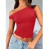 image:imageTrendy Queen Womens Off The Shoulder Crop Top Sleeveless Stretchy Bodycon Tank Y2K Fashion Sling TShirt for SummerRed