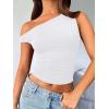 image:imageTrendy Queen Womens Off The Shoulder Crop Top Sleeveless Stretchy Bodycon Tank Y2K Fashion Sling TShirt for SummerWhite