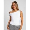 image:imageTrendy Queen Womens Off The Shoulder Crop Top Sleeveless Stretchy Bodycon Tank Y2K Fashion Sling TShirt for SummerWhite