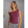 image:imageTrendy Queen Womens Off The Shoulder Crop Top Sleeveless Stretchy Bodycon Tank Y2K Fashion Sling TShirt for SummerWine Red