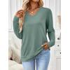 image:imageTrendy Queen Womens V Neck Long Sleeve Shirts Lightweight Thermal Pullover Tops Soft Cozy Fall Winter Casual Outfit 2025Green