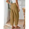 image:imageTrendy Queen Womens Wide Leg Pants Boho Summer Capri Palazzo Harem Casual Barrel Sweatpants Baggy Slacks with PocketsDeepkhaki