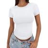 image:imageTrendy Queen Womens Basic T Shirts Summer Tops 2026 Crop Short Sleeve Slim Fit Tee Cute Gym Workout ClothesWhite