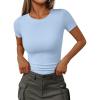 image:imageTrendy Queen Womens Crewneck Ribbed Knit Fitted TShirtBlue
