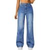 image:imageTrendy Queen Womens High Waisted Straight Wide Leg Jeans Comfort Stretch Baggy Denim PantsBlue