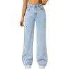 image:imageTrendy Queen Womens High Waisted Straight Wide Leg Jeans Comfort Stretch Baggy Denim PantsSnowblue