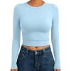 image:imageTrendy Queen Womens Long Sleeve Crop Tops Basic Slim Fitted Shirts Spring Fashion Outfits 2026 Teen Girl ClothesBaby Blue