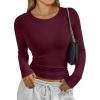 image:imageTrendy Queen Womens Long Sleeve TShirts Basic Crop Tops 2026 Spring Fashion Outfits Going Out Winter ClothesWine