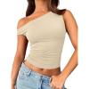 image:imageTrendy Queen Womens Off The Shoulder Crop Top Sleeveless Stretchy Bodycon Tank Y2K Fashion Sling TShirt for SummerApricot