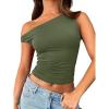 image:imageTrendy Queen Womens Off The Shoulder Crop Top Sleeveless Stretchy Bodycon Tank Y2K Fashion Sling TShirt for SummerArmy Green