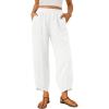 image:imageTrendy Queen Womens Wide Leg Pants Boho Summer Capri Palazzo Harem Casual Barrel Sweatpants Baggy Slacks with PocketsWhite