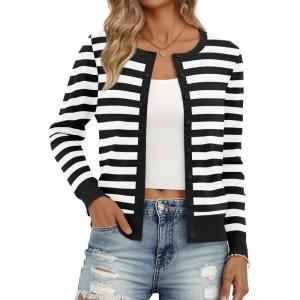 image:imageTrendy Queen Lightweight Cardigan Sweaters for WomenBlack White