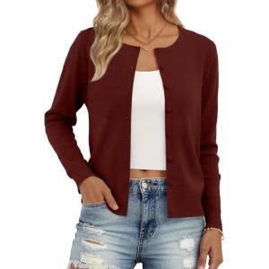image:imageTrendy Queen Lightweight Cardigan Sweaters for WomenBurgundy