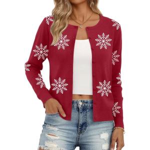 image:imageTrendy Queen Lightweight Cardigan Sweaters for WomenChristmas Red