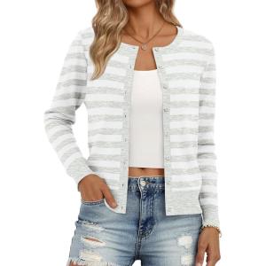 image:imageTrendy Queen Lightweight Cardigan Sweaters for WomenGrey White
