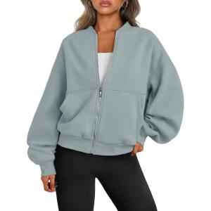 image:imageTrendy Queen Womens Sweatshirts Zip Up Jackets Hoodies Oversized Gym Tops Casual Fall Outfits Y2k Fashion Winter Clothes 2025Lightgreen