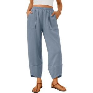image:imageTrendy Queen Womens Wide Leg Pants Boho Summer Capri Palazzo Harem Casual Barrel Sweatpants Baggy Slacks with PocketsDenimblue