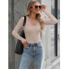 image:imageLUXVEER Long Sleeve Shirts for Women Lace V Neck Ribbed Fitted TShirt Dressy Business Casual Blouses 2026 Trendy Fall TopsBeige