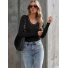 image:imageLUXVEER Long Sleeve Shirts for Women Lace V Neck Ribbed Fitted TShirt Dressy Business Casual Blouses 2026 Trendy Fall TopsBlack