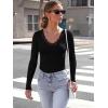 image:imageLUXVEER Long Sleeve Shirts for Women Lace V Neck Ribbed Fitted TShirt Dressy Business Casual Blouses 2026 Trendy Fall TopsBlack
