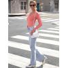 image:imageLUXVEER Long Sleeve Shirts for Women Lace V Neck Ribbed Fitted TShirt Dressy Business Casual Blouses 2026 Trendy Fall TopsCoral Pink