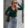 image:imageLUXVEER Long Sleeve Shirts for Women Lace V Neck Ribbed Fitted TShirt Dressy Business Casual Blouses 2026 Trendy Fall TopsDark Green