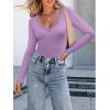 image:imageLUXVEER Long Sleeve Shirts for Women Lace V Neck Ribbed Fitted TShirt Dressy Business Casual Blouses 2026 Trendy Fall TopsLavender