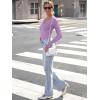 image:imageLUXVEER Long Sleeve Shirts for Women Lace V Neck Ribbed Fitted TShirt Dressy Business Casual Blouses 2026 Trendy Fall TopsLavender