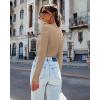 image:imageLUXVEER Long Sleeve Shirts for Women Lace V Neck Ribbed Fitted TShirt Dressy Business Casual Blouses 2026 Trendy Fall TopsLight Khaki