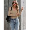 image:imageLUXVEER Long Sleeve Shirts for Women Lace V Neck Ribbed Fitted TShirt Dressy Business Casual Blouses 2026 Trendy Fall TopsLight Khaki