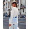 image:imageLUXVEER Long Sleeve Shirts for Women Lace V Neck Ribbed Fitted TShirt Dressy Business Casual Blouses 2026 Trendy Fall TopsWhite