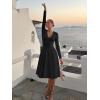image:imageKaximil Womens Long Sleeve V Neck A Line Elegant Midi Dress Ruffle Flowy Wedding Guest Party Cocktail DressesBlack