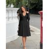 image:imageKaximil Womens Long Sleeve V Neck A Line Elegant Midi Dress Ruffle Flowy Wedding Guest Party Cocktail DressesBlack