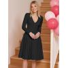 image:imageKaximil Womens Long Sleeve V Neck A Line Elegant Midi Dress Ruffle Flowy Wedding Guest Party Cocktail DressesBlack