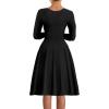 image:imageKaximil Womens Long Sleeve V Neck A Line Elegant Midi Dress Ruffle Flowy Wedding Guest Party Cocktail DressesBlack