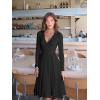 image:imageKaximil Womens Long Sleeve V Neck A Line Elegant Midi Dress Ruffle Flowy Wedding Guest Party Cocktail DressesBlack