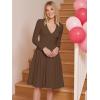 image:imageKaximil Womens Long Sleeve V Neck A Line Elegant Midi Dress Ruffle Flowy Wedding Guest Party Cocktail DressesCoffee