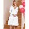 image:imageKaximil Womens Long Sleeve V Neck A Line Elegant Midi Dress Ruffle Flowy Wedding Guest Party Cocktail DressesWhite