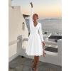 image:imageKaximil Womens Long Sleeve V Neck A Line Elegant Midi Dress Ruffle Flowy Wedding Guest Party Cocktail DressesWhite