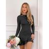 image:imageKaximil Womens Mock Neck Long Sleeve Bodycon Mini Dress Ruched Ruffle Party Club Short DressesBlack