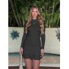 image:imageKaximil Womens Mock Neck Long Sleeve Bodycon Mini Dress Ruched Ruffle Party Club Short DressesBlack
